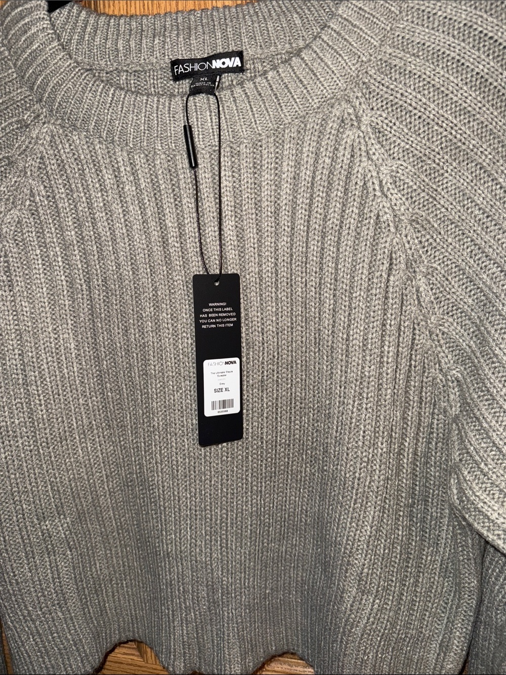 Gray Ribbed Cropped Sweater - Picture 2 of 3